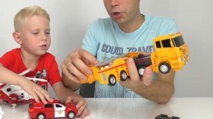 Трансформеры Робот Карбот. Интеграция машинок Скорая помощь Спасательный вертолет и Пожарные машинк