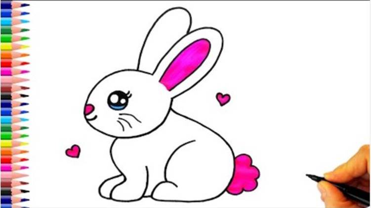 РИСУЕМ МИЛОГО КРОЛИКА - ЛЕГКИЕ ЧЕРТЕЖИ - РИСУЕМ ЛЕГКОГО КРОЛИКА - Рисуем кролика ле смотреть онлайн