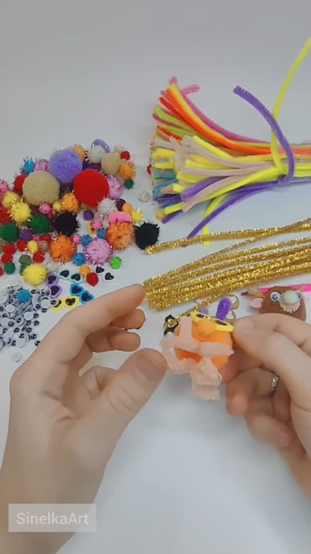 Оранжевый монстрик #поделка из синельной пушистой проволоки смотреть онлайн