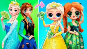 Богатая Эльза и бедная Анна / 31 идея для кукол ЛОЛ ОМГ