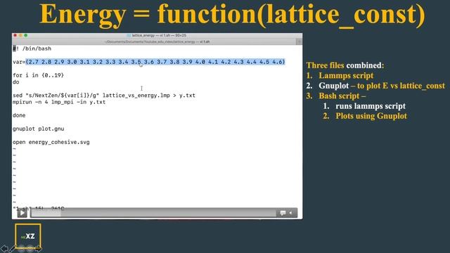 Energy of crystal structure as f(lattice const) | Bash | Gnuplot | Lammps | PRINT APPEND importance смотреть онлайн