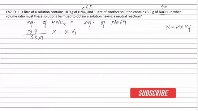 Ch7. Q11. 1 litre of a solution contains 18∙9 g of HNO3 and 1 litre of another solution contains 3. смотреть онлайн