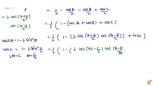 `sin^2(A/2) +sin^2(B/2)-sin^2(C/2)=1-2 cosA/2 cos B/2 sin C/2` смотреть онлайн