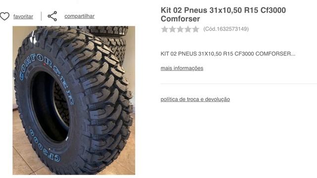 Kit 02 Pneus 31x10,50 R15 Cf3000 Comforser смотреть онлайн