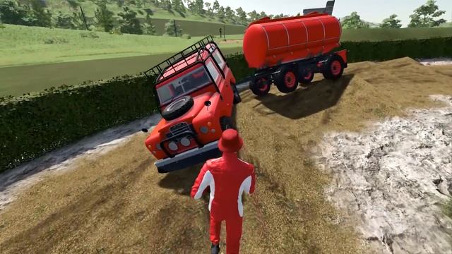 PARKOUR OF COLORS! TRANSPORT SMALL TANKERS with LAND ROVER CARS ! Farming Simulator 22 смотреть онлайн