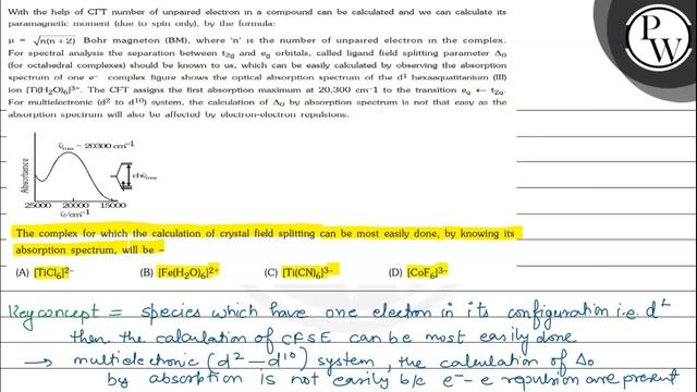With the help of CrT number of unpaired electron in a compound can be calculated and we can calc... смотреть онлайн