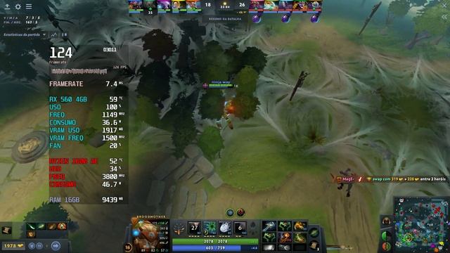 Dota 2 - RX 560 4GB + R5 1600 AE + 16GB 2667 Mhz смотреть онлайн