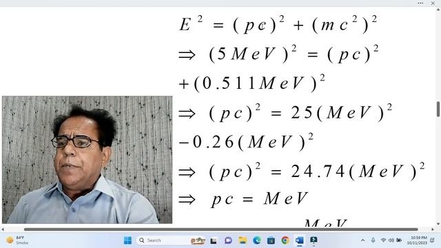 Momentum in MeV/c & Speed Parameter Beta of Electron in Relativity смотреть онлайн
