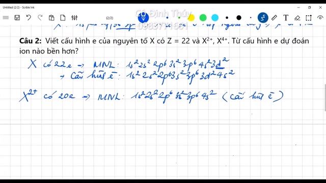 Viết cấu hình e của nguyên tố X có Z = 22 và X2+, X4+. Từ cấu hình e dự đoán ion nào bền hơn? смотреть онлайн