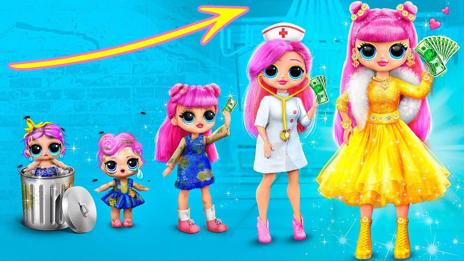 ЛОЛ растёт из бедной в богатую! 30 идей для кукол смотреть онлайн