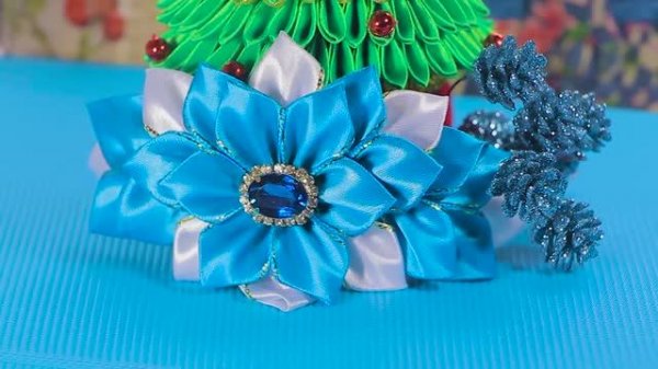 Цветы из лент. Ободок "канзаши" мастер-класс. Мария Калугина.