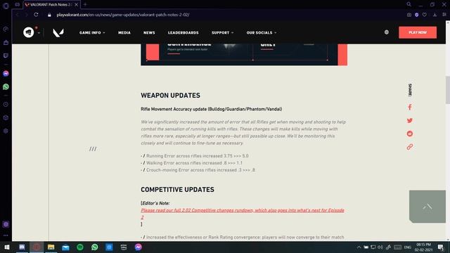VALORANT PATCH NOTES - Patch 2.02 Updates , Nerfs , Run N Gun update , Competitive changes. смотреть онлайн