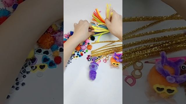 Сиреневый монстрик #поделка своими руками из синельной пушистой проволоки смотреть онлайн