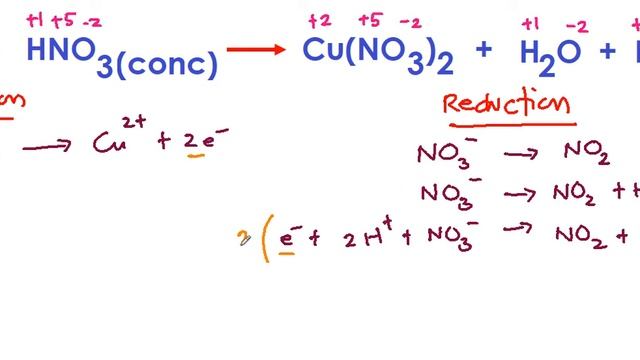 How to Balance Redox Reaction by Ion - Electron Method: Cu + HNO3 → Cu(NO3)2 + H2O + NO2 (copper) смотреть онлайн