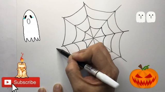 How To Draw a Spider Web | Happy Halloween | Easy and Cute Drawing смотреть онлайн