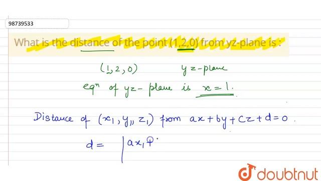 What is the distance of the point (1,2,0) from yz-plane is : | 12 | 3-D GEOMETRY | MATHS | NDA P... смотреть онлайн
