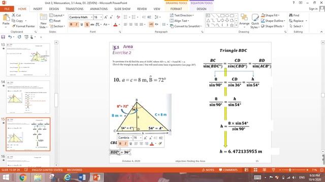 Using the Sin & Cos Rules to find the Missing Height & Base, and then Calculating the Area of the T смотреть онлайн