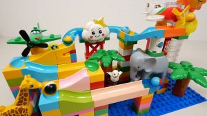 Развивающие детские игрушки. Гонка шариков. Волновой склон. Животные. Конструктор ЛЕГО Дупло