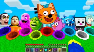 ВЫБЕРИ КРУГЛУЮ ЯМУ ТРИ КОТА GMAN SKIBIDI TOILET ТВУМ БЕЙБИ ШРЕК КУКЛА ИГРА В КАЛЬМАРА В МАЙНКРАФТ