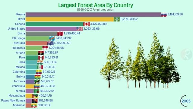 Total Forest Area By Country (1990-2020) смотреть онлайн