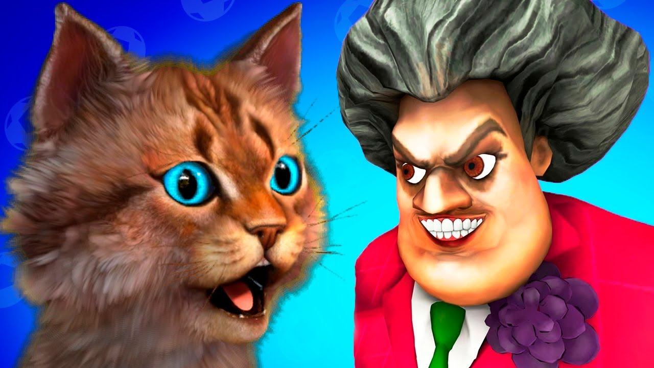 Мисс Ти Злая Учительница против Весёлого Кота (Scary Teacher 3D Miss T) смотреть онлайн