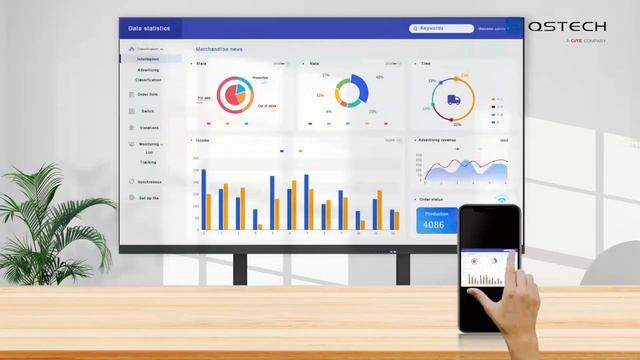 Раскладной светодиодный экран QSTECH AIO FHD смотреть онлайн