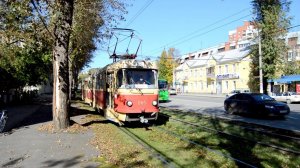 Трамваи на улице Техническая в Екатеринбурге