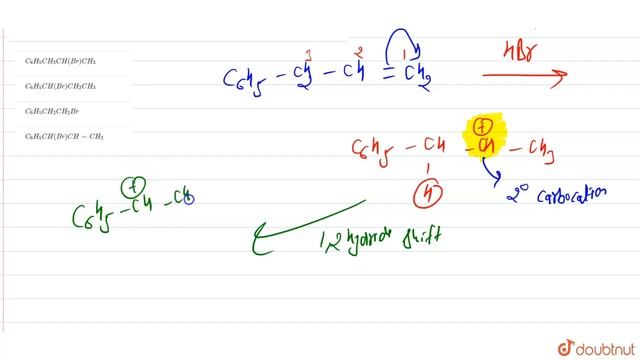 `3`-Phenylpropene on reaction with `HBr` gives (as major product) смотреть онлайн