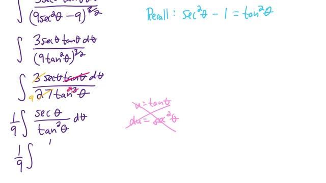 Integrate dx / (x^2 - 9)^(3/2) (Trig Sub Example 5!) смотреть онлайн