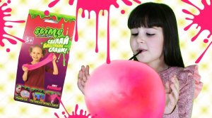#СЛАЙМ ЧЕЛЕНДЖ Надуваем пузыри в Слайм Тянущийся слайм