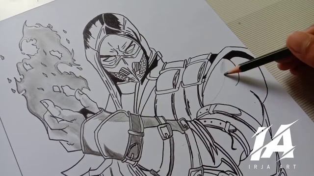 Drawing character MORTAL KOMBAT 11 || SCORPION (INFERNO SCORPION).😎 смотреть онлайн