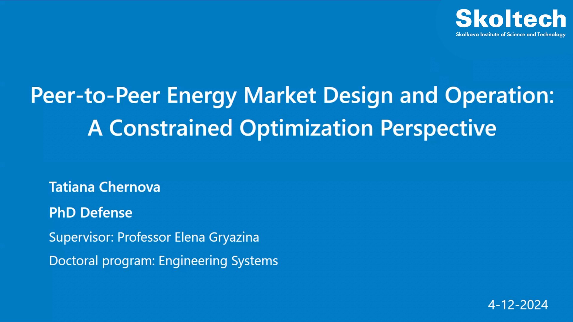 PhD Thesis Defense. Tatiana Chernova