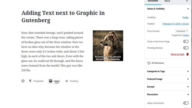 Inserting graphic next to text, Gutenberg Editor смотреть онлайн