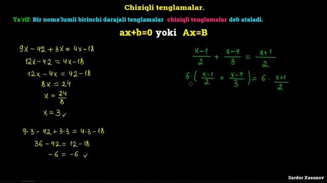 # 49-DARS: Chiziqli Tenglamalar. Barcha Holatlar Yechimlari Bilan.