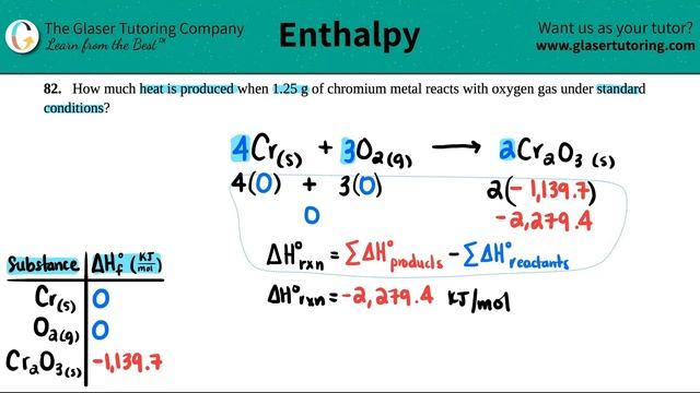5.82 | How much heat is produced when 1.25 g of chromium metal reacts with oxygen gas under standar смотреть онлайн