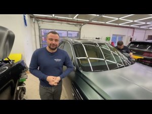 Оклейка пленкой Suntek PPF Matte Genesis GV80 зеленого цвета