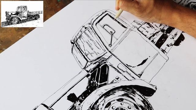 A Bright Old Truck - Paper + Digital Painting - Part 1 - Pen on Paper смотреть онлайн
