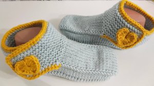 Теплые зимние носочки спицами без шва ✅