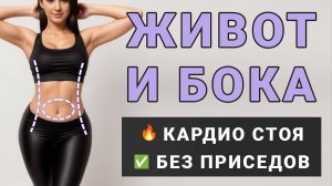 Убираем живот и бока🔥 Жиросжигающая тренировка стоя на 15 минут (без приседаний + без прыжков)