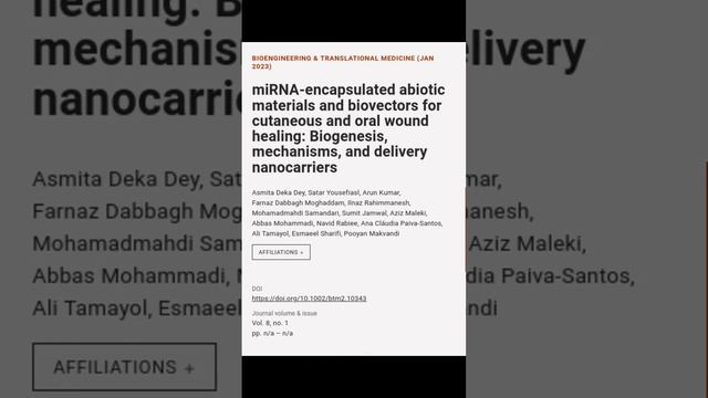 MiRNA‐encapsulated Abiotic Materials And Biovectors For Cutaneous And Oral Wound Heal... | RTCL.TV