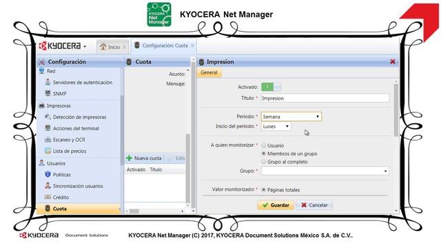 Establecer Quota para los usuarios KYOCERA Net Manager смотреть онлайн