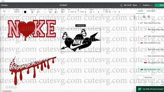 Nike Valentine's Day Logo SVG, DXF, PNG & EPS Bundle, Instant Download