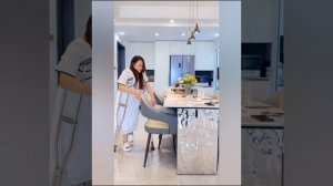 polio women life short leg Walking with crutches #crutches #disabled