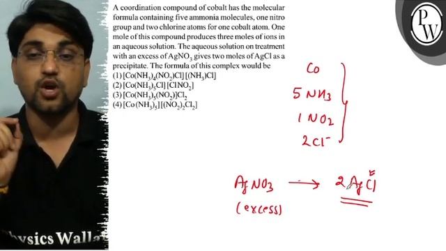 A coordination compound of cobalt has the molecular formula containing five ammonia molecules, o... смотреть онлайн