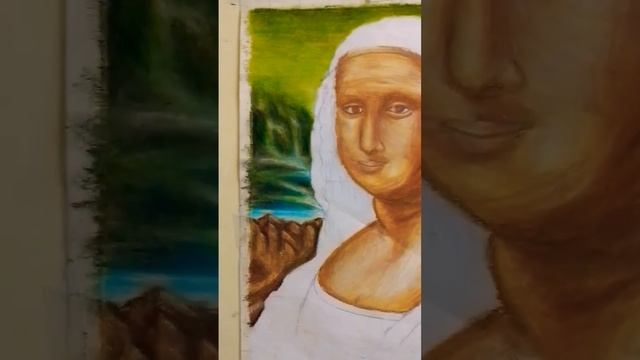 mona lisa 😱😱drawing oil pastel part 2 Drawing смотреть онлайн