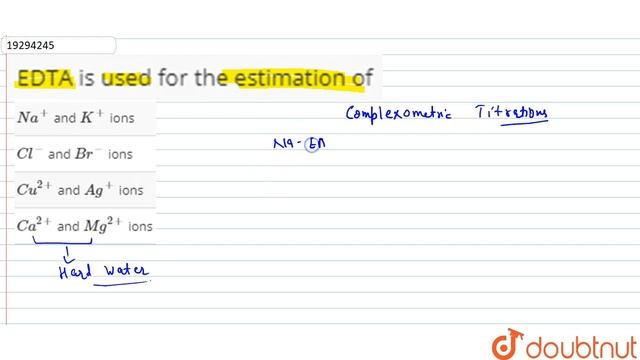 EDTA Is Used For The Estimation Of