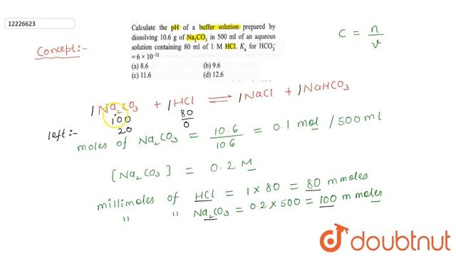 Calculate the `pH` of a buffer solution prepared by dissolving `10.6 g` of `Na_(2)CO_(3)` in `500 m смотреть онлайн