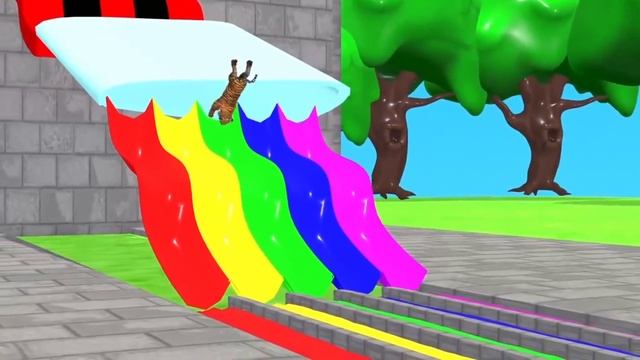 Paint Animals Gorilla Cow Tiger Lion Elephant Fountain Crossing Animal Cartoon 5 смотреть онлайн