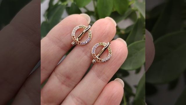 Круглые серёжки с разноцветными камушками, английский замок, Xuping 20 BYN