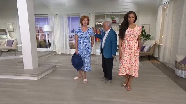 Stan Herman Spring Bloom Hi-Lo Drawstring Lounge Dress on QVC смотреть онлайн